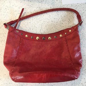 THE SAK red leather shoulder bag with woven strap